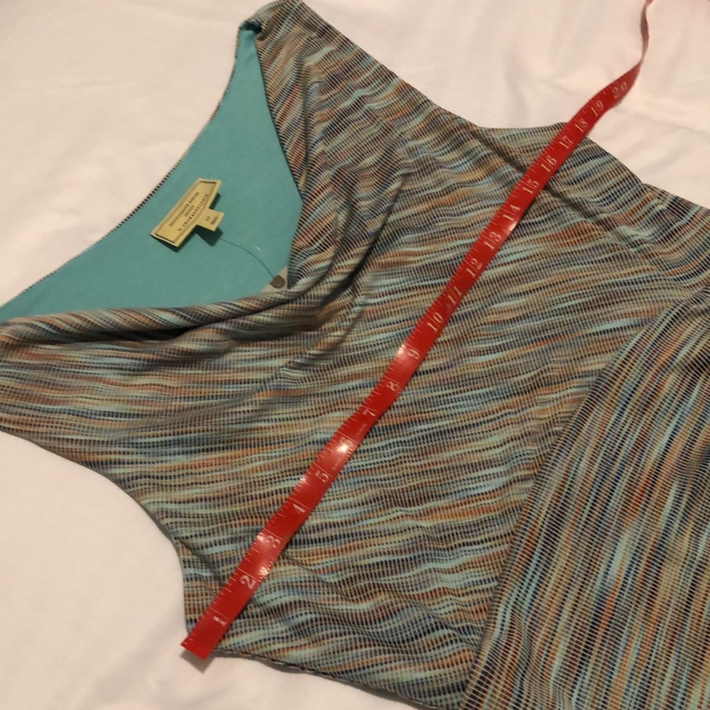NWTS ANTHROPOLOGIE CHIC COWL NECK BLUE MARLED RUCHED DRESS (LP) - Picture 11 of 17